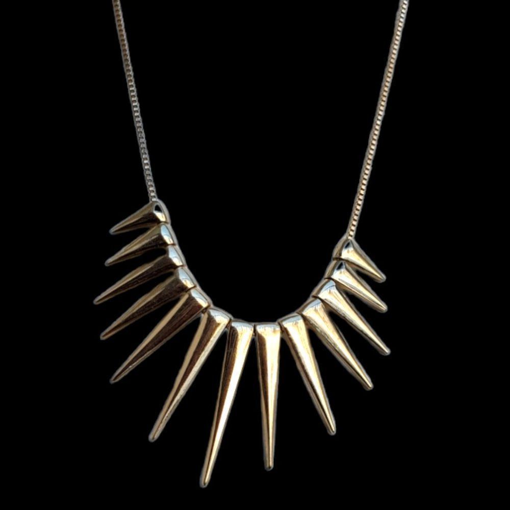 Gold Tone Spike Necklace